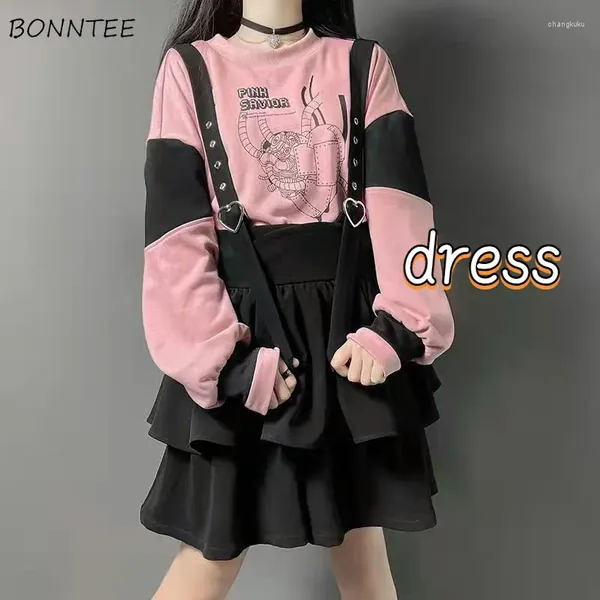 Robes décontractées Strap Mini Robe Femmes Printemps Preppy College Kawaii Japon Style Ulzzang Sweet Y2k Design Jeune Tout-match Streetwear Robes