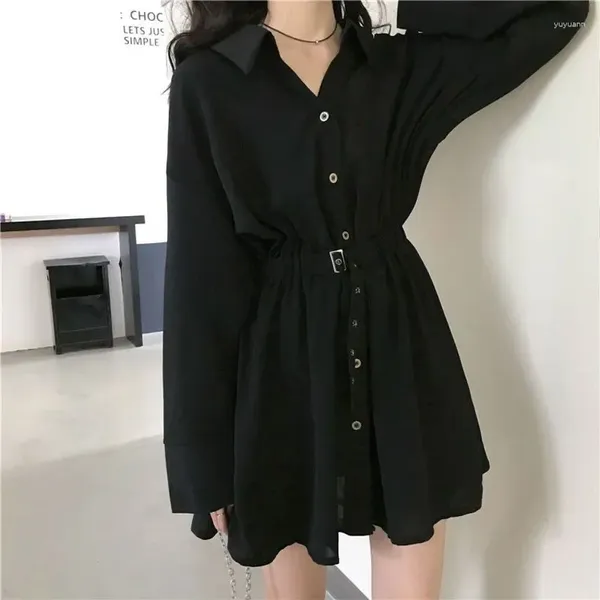 Vestidos casuais streetwear vestido para mulheres preto gótico harajuku moda mini bf estilo festa senhora japão schoolgirl túnica elegante vestidos