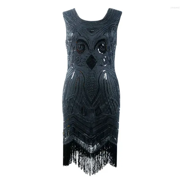 Vestidos casuales Stretchy Little Black Dress Women's Femenina Vintage Fringe Tassel Lectin Boaded Flapper Gatsby Tunic Top Fiesta