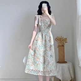 Casual jurken zomer 2023 dames longstrand zonsondergengooid breders bloemen borduurwerk maas mouwloze jurk prachtig elegant zoet vrouwelijk