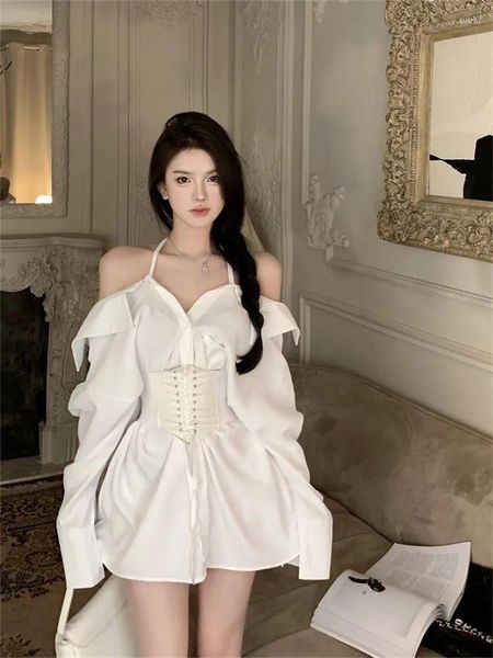 Robes décontractées d'été noir blanc super mini robe sexy