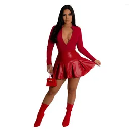 Robes décontractées Robe moulante d'été Sorties de bain Pareo Body Suit Sortie Sexy pour les femmes 2024 Cape Tunique Manches Ceinture Combinaison Pu Court