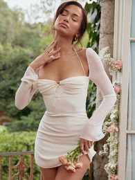 Casual jurken zomer bodycon jurk witte sexy jurk dames feestjurk aankomsten rekbare mini avondclub nachtjurk druppel 230313