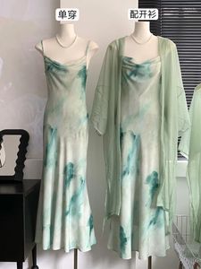 Robes décontractées d'été chinois mode Vintage Spaghetti Strap Prom Robe longue pour les femmes 2024 luxe Slim Robes Robe Elegant