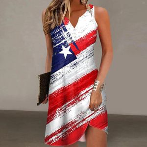 Casual jurken zomerkleding dames Onafhankelijkheidsdag outfits sexy vlag print losse jurk hemdje