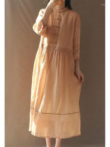 Vestidos casuales vestido de verano 2023 moda cómodo algodón estilo chino mujeres elegante largo fiesta suelto Irregular de gran tamaño