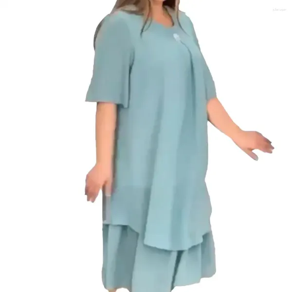 Vestidos informales Vestidos de verano Midi de talla grande elegante con diseño oculto de abdomino