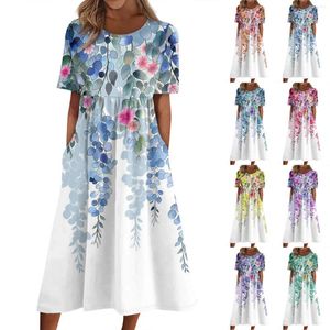 Casual jurken Zomerjurk voor vrouwen gedrukte strand swing vestidos met korte mouws para mujer elegantes y bonitos in