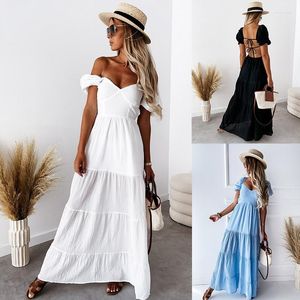 Robes décontractées robe d'été femme plus taille longue maxi blanc 2024