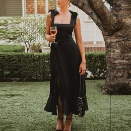 Casual jurken zomer elegante mode sexy riem veter damesjurk temperament forensen split Frans hoge kwaliteit