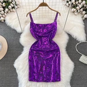 Casual jurken Zomer mode Spicy Girls Jump Disc Spoulling Suspended Dress for Night Club Women Taille Slimming Mini Short Poolin Sling