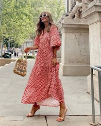 Robes décontractées Mode d'été Rue Vêtements pour femmes Amazon Fleur Imprimer Robe ample Style de vacances Longue