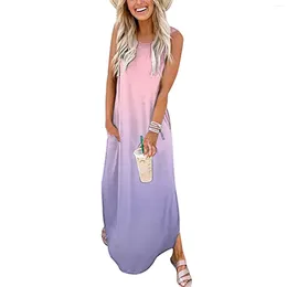 Vestidos informales Summer para mujeres 2024 Sundres sueltos Dress Long Dress Memploss Maxi Beach con bolsillos