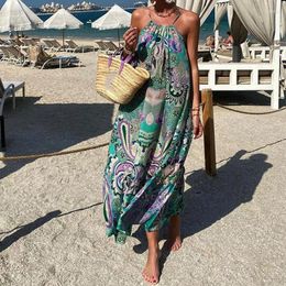 Robes décontractées d'été dames sans manches couches de plage de plage élégante motif imprimement imprimé de fête sexy 2024