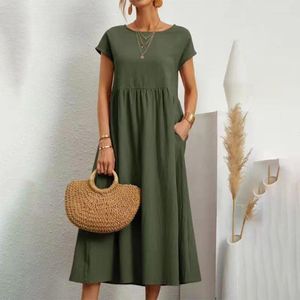 Vestidos casuales verano suelto elegante lino largo para mujeres 2024 sólido bastante mujer sin mangas maxi vestido femenino midi