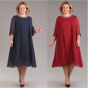 Casual jurken zomer plus size jurk voor vrouwen elegante halve mouw chiffon avondfeest midi vrouwelijke moeder formele bruiloft gewaad