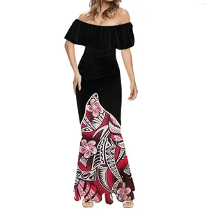 Casual Jurken Zomer Polynesische Frangipani Printstijl Damesjurk Sexy Strapless Bruiloft Off-shoulder Feest Formele Gelegenheid