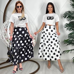 Casual jurken zomer sexy vrouwen blouses shirts tweedelig jurk dames jurk pakken mode geplooide half rok casual dame rok maxi vestidos long-skirs blouse