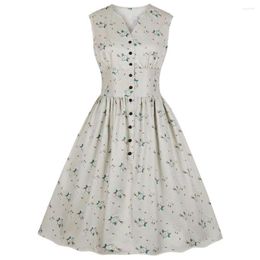 Casual jurken zomer vintage jurk dames knopen hoog taille feest rockabilly retro hepburn a-line pin vestidos plus size maat