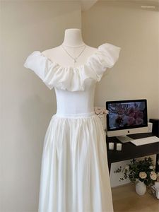 Casual Jurken Zomer Vintage Mode Strapless Prom Jurk Vrouwen 2023 Patchwork Mid-Lange Jurken Avondfeest Esthetisch Ontwerp Gewaad sexy