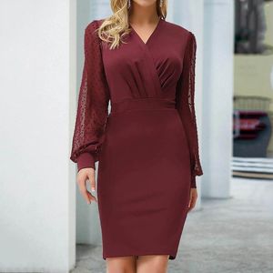 Robes décontractées Femmes d'été Robe moulante manches longues col en V hanches enveloppées fête cocktail élégant vestidos mujer