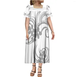 Robes décontractées d'été pour femmes Mumu Puffed Hobe Loose Party Plus-Size Polynesian Tribe Design imprimement la fête des mères