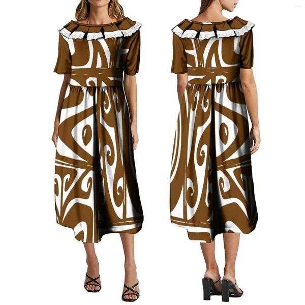 Robes décontractées Robe d'été à manches courtes pour femmes polynésiennes Tribu Design Imprimer Respirant Maxi 6XL Personnalisé