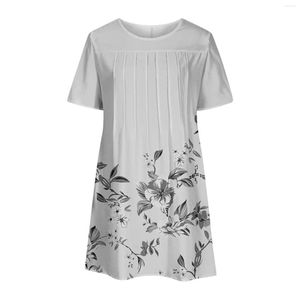 Casual Jurken Zon Vrouwen Zomer Korte Mouw Tuniek Shirt Midi Overgooiers Daisy Print Scharnier Jurk