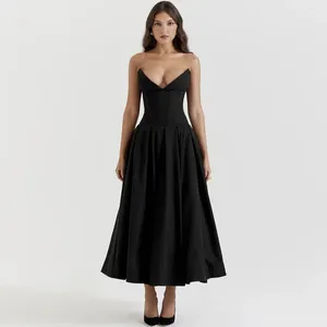 Casual jurken suninheart zwarte elegante bruiloftsevenementen jurk sexy strapless korset midi kerstfeest voor vrouwen kleding 2024