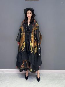 Robes décontractées Superaen 2023 Été coréen lâche Jacquard Cardigan robe mode femme imprime surdimensiante