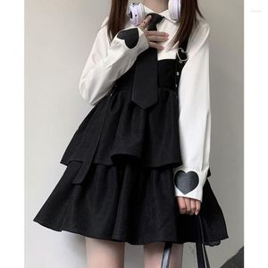 Casual jurken Suspender Riem Gotische jurk Zwarte Japanse stijl Zoet los