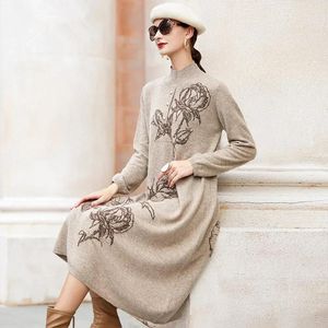 Vestidos informales Sweater Knitting Dress Women Woman Onk Manga larga Moda de estampado Otoño Invierno Vestidos Vestidos Femme