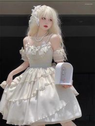 Robes décontractées Sweet Elegant White Lolita Robe JSK Fleur Mariage Femmes Lo Cla Princess Party