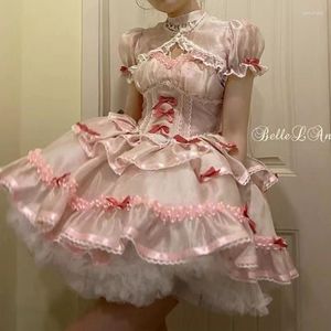 Robes décontractées douces filles lolita jsk robe femme vintage y2k arc ruffle flyling mandeve fête princesse japonaise fée ballet mini