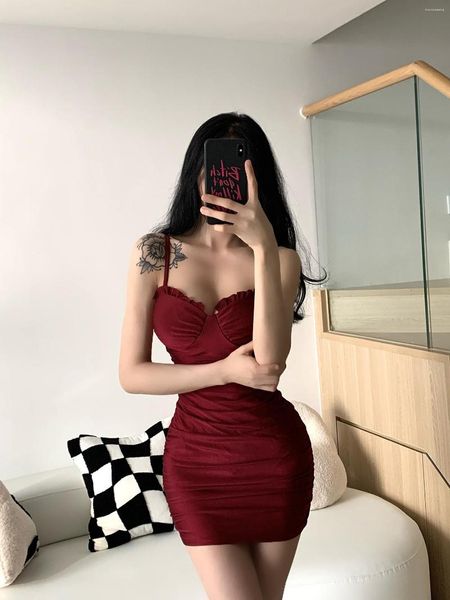 Vestidos casuales Sweet Spice Womengaga Girl Sexy Party Cofy Low Slim Tank Slip Vestido Slip Slip Women Fina Coreana Tops 2023 Summer 9Klj