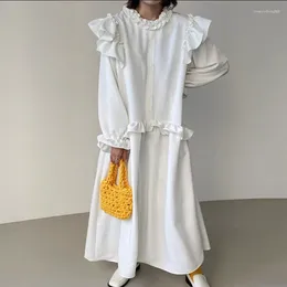 Casual jurken Syeazeam damesjurk Frans elegant zacht los effen uniek ruche rand gewaad eenvoudig veelzijdig trendy dameskleding