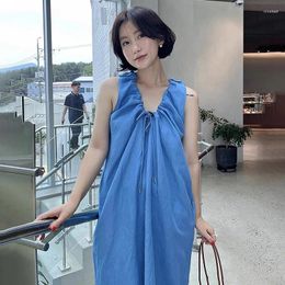 Vestidos casuales SyeAzeam Vestido de mujeres coreanas Lindo Age Reducir Sólido Fashion Simple Sexy Rata de moda