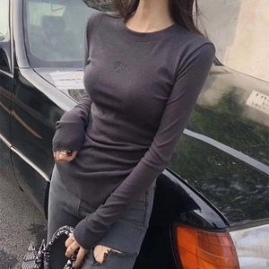 Casual Jurken T-shirts Vrouwelijke Top Voor Vrouwen Truien T-stukken Lange Mouw Kleding Koreaanse Mode Sexy Elegante Grafische Glitter Lente Goth O