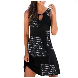 Casual jurken tank afdrukken midi jurk voor dames mouwloze plus size los zomers strandgeservresses