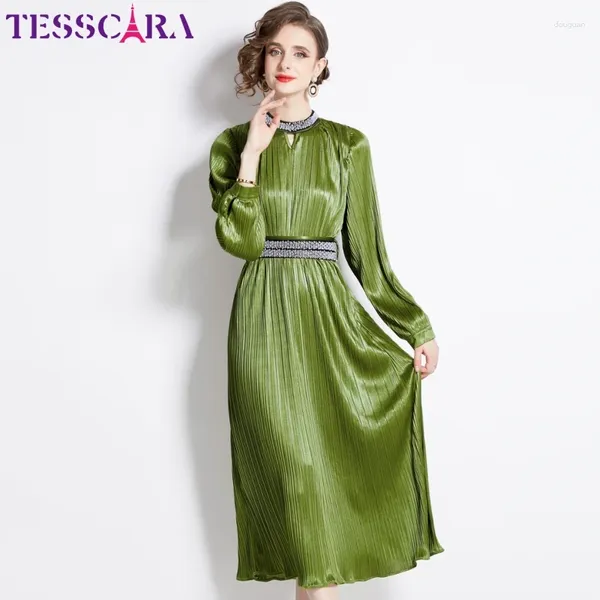 Vestidos casuales Tesscara Women Spring Elegant Dress Elegant Wedding Cocktail Cocktail Party Party diseñador Vestidos Formal Vestidos