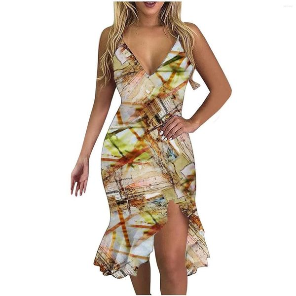 Vestidos casuales Vestido de cadera ajustado para mujeres con cuello en V Mini damas Estampado floral Cóctel Fiesta de noche Vestidos Femininos 2023