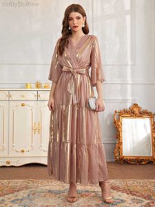 Casual Jurken TOLEEN Vrouwen Elegante Maxi Lange Jurken Zomer Luxe Pailletten V-hals Belted Arabisch Turkije Afrikaanse Avond Party Gewaad vestidos