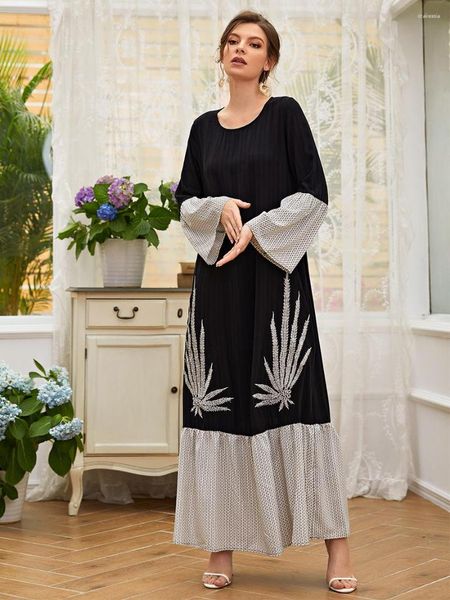 Vestidos casuales TOLEEN mujeres elegante Maxi 2023 diseñador de lujo manga larga bordado Abaya musulmán turco noche fiesta bata