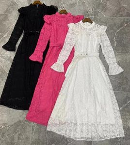 Robes décontractées en dentelle de qualité haute robe 2024 Spring Party Evening Femmes Allover Embroderie CELARTER