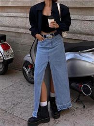 Vestidos casuales Tossy Moda Split Out Falda de mezclilla para mujeres Jeans Streetwear Maxi Jean Faldas Buttom E-Girl Y2K Long Spring