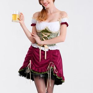 Vestidos casuales Tradicional Oktoberfest Dirndl Vestido Mujeres Alemán Austriaco Campesino Cerveza Wench Maid Traje Fiesta bávara Cosplay Halloween