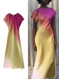 Casual jurken traf dames mode dyed lange jurken lente zomer zomer elegante mouwloze plooien sweet vestidos high street outsedy 230420