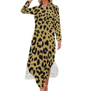 Casual jurken trendy luipaard chiffon jurk klassieke dierenprint mooie stijlvolle vrouwen sexy custom vestido 4xl 5xl 6xl