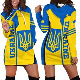 Vestidos casuales Bandera de Ucrania 3D Mujeres Sudadera con capucha Vestido Nombre personalizado Retro Harajuku Impreso Jersey Sexy