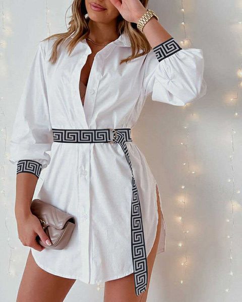 Robes décontractées VAZN 2020 Ventes chaudes Vacances Robe Georgette Désordonné Énergie Sexy Mode Col Rond Manches Longues Nature Femmes Lâche Midi Robe Z0216